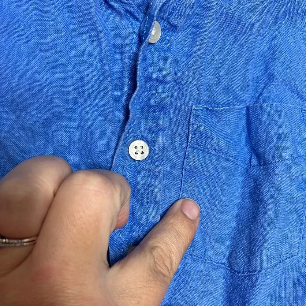 The children’s place 100% linen‎ button down shirt blue size 24 months
